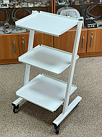 Этажерка с тремя полками на колесиках для дополнительного оборудования