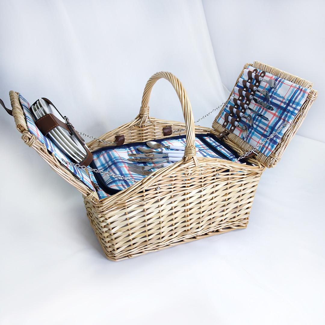 Корзина для пикника с набором керамической посуды на 4 персоны, фото 1