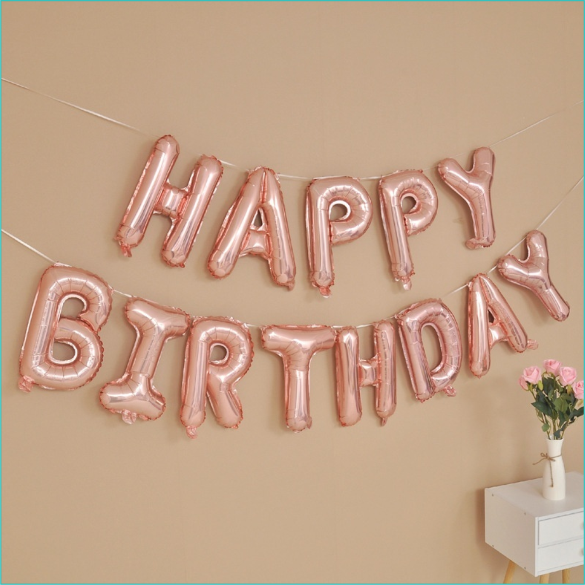 Набор фольгированных шаров Надпись"Happy Birthday” (Розовый)