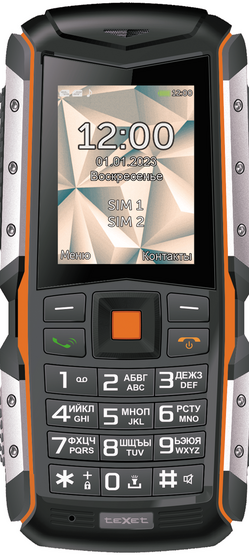 Texet TM-513R Телефон мобильный, 2*SIM, 2570 мАч, черный-оранжевый