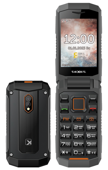 Texet TM-D411 Телефон мобильный, 2*SIM, 1400 мАч, IP54, серый