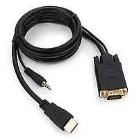 Кабель HDMI -> VGA Cablexpert A-HDMI-VGA-03, 19M/15F, длина 15см, аудиовыход Jack3.5