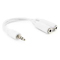 Кабель разветвитель аудио сигнала Cablexpert CCA-415W, джек3.5 папа->2х джек3.5 мама, 10см, белый