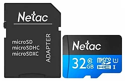 Карта памяти MicroSD 32GB Class 10 U1 Netac P500 NT02P500STN-032G-R с адаптером SD