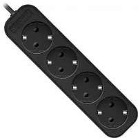 Удлинитель Defender с заземлением M430 3 м, 4 розетки черный