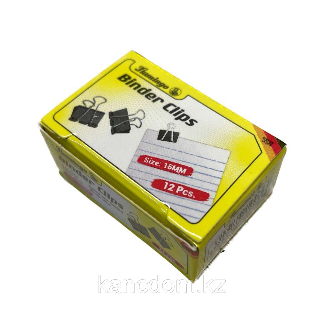 Зажим для бумаги Flamingo 15мм 12шт