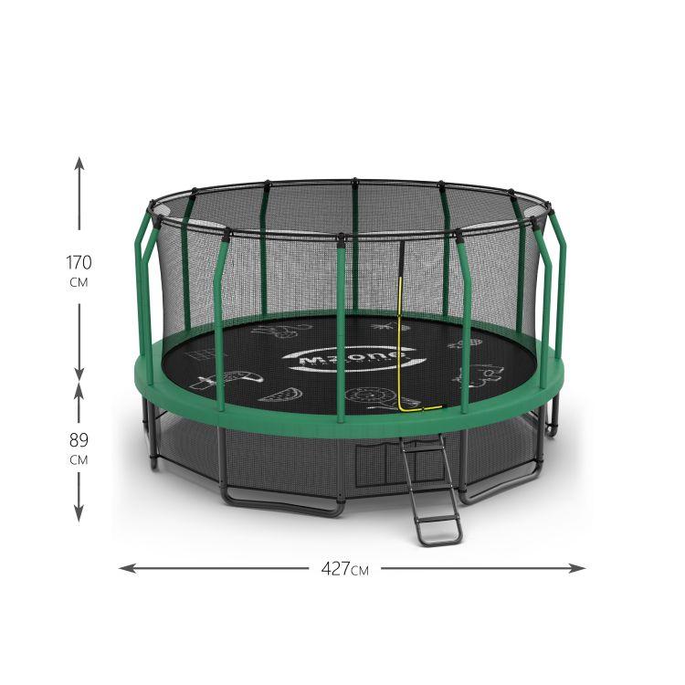 Батут каркасный с защитной сеткой и лестницей MZONE LUX 14 FT (427 см ...