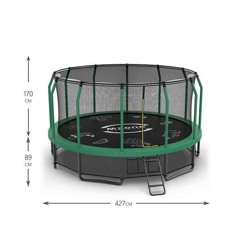 Батут каркасный с защитной сеткой и лестницей MZONE LUX 14 FT (427 см ...