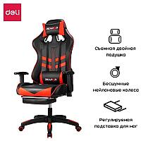 Кресло игровое Deli "Victory", экокожа черная/красная