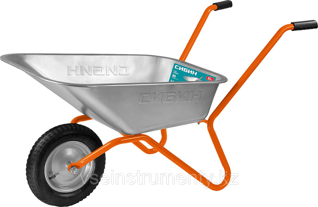 СИБИН СТ-11 65 л, 90 кг, одноколесная, оцинкованная сталь, садовая тачка (39908), фото 1