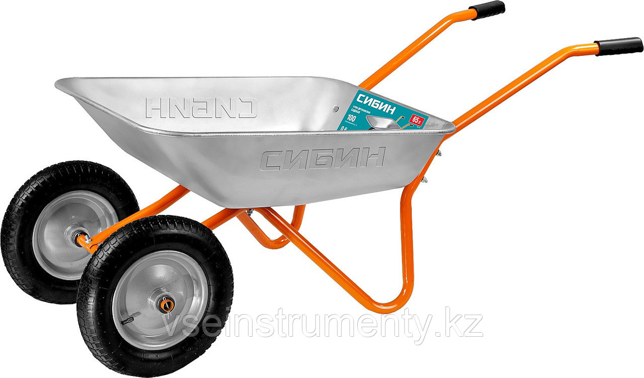 СИБИН СТ-21, 65 л, 100 кг, двухколесная, оцинкованная сталь, садовая тачка (39909), фото 1