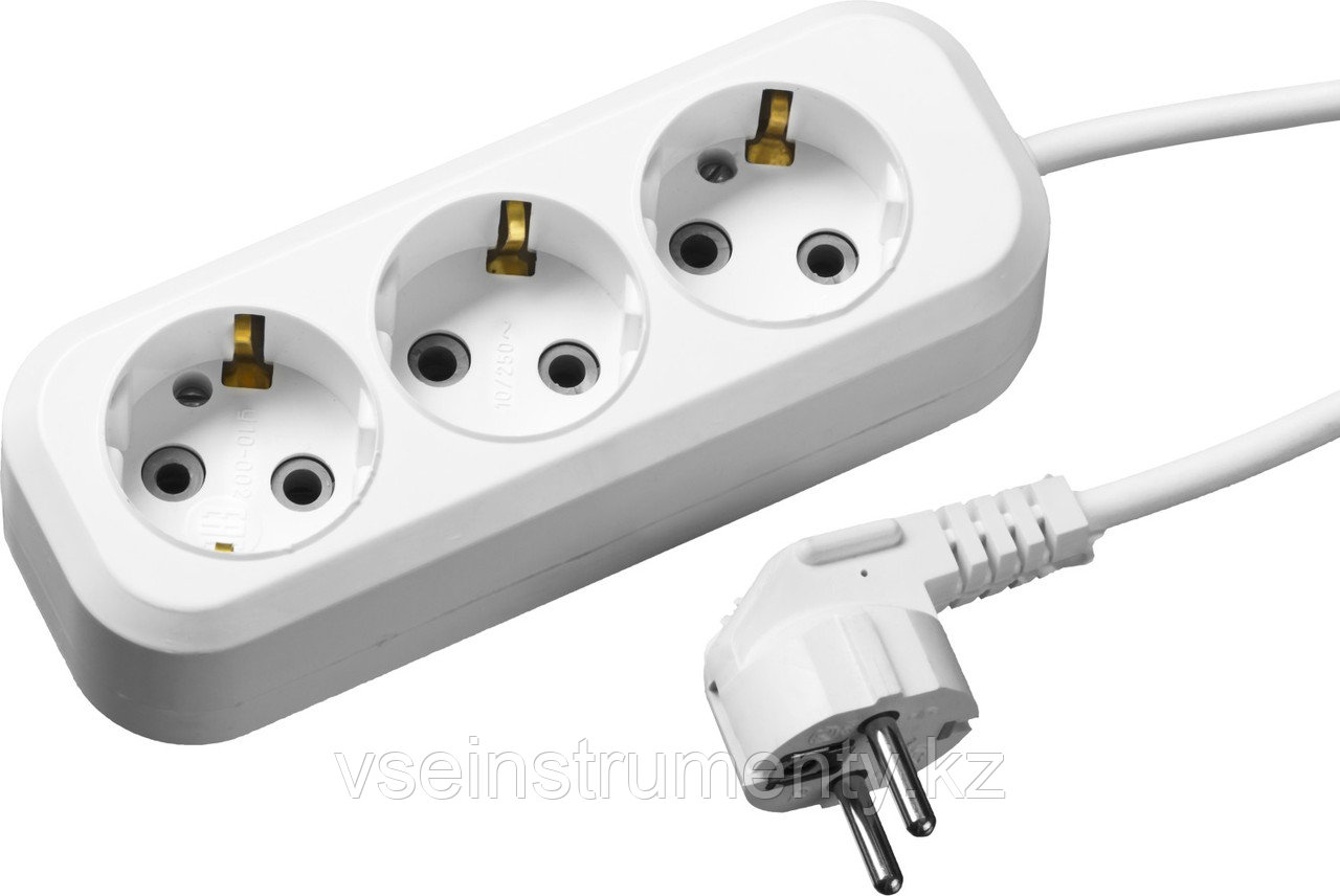 СИБИН У-30, ПВС, 3 х 0.75 мм2, 2200 Вт, 3 гн., 3 м, бытовой удлинитель (55034-3), фото 1