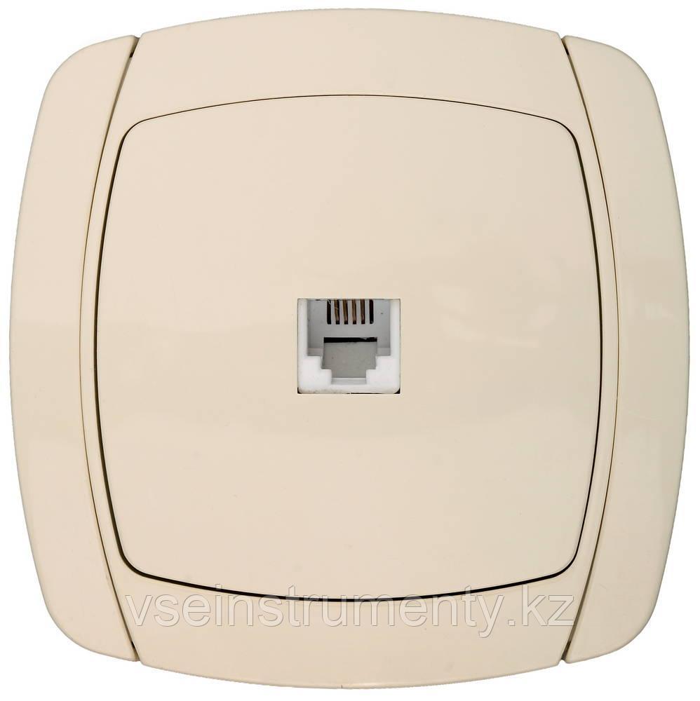 СВЕТОЗАР City light, телефонная, одинарная в сборе, цвет бежевый, электрическая розетка (SV-54217-B), фото 1