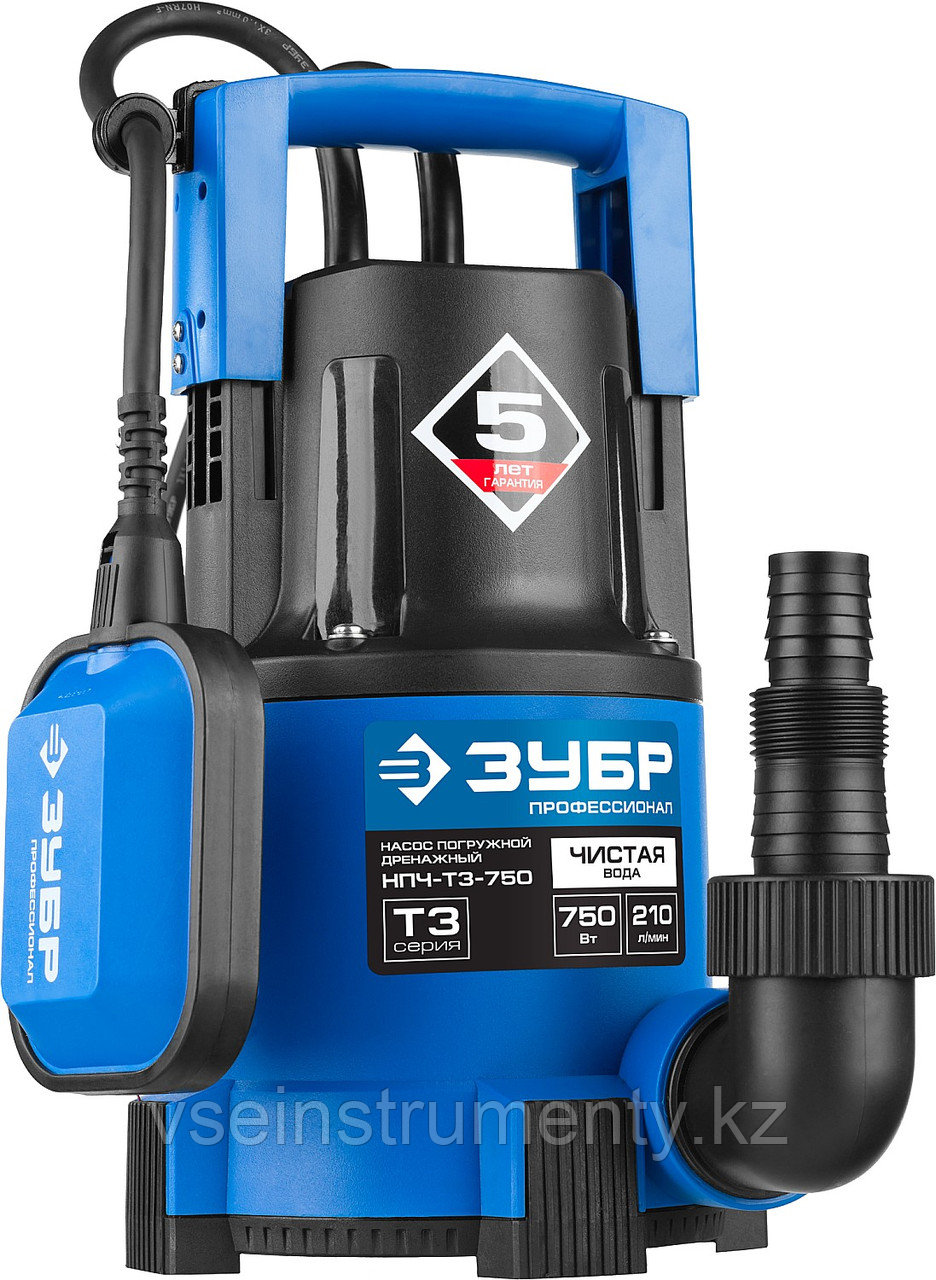ЗУБР 750 Вт, дренажный насос с минимальным уровнем откачки, Профессионал (НПЧ-Т3-750), фото 1