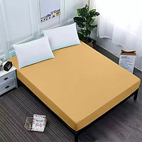 Простынь на резинке ранфорс 100% хлопок LORI 160х200 горчичный