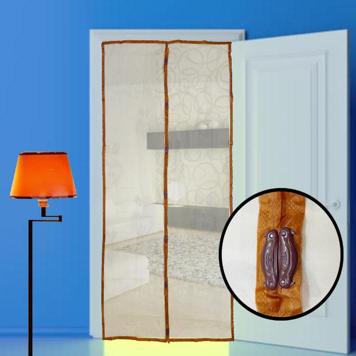 Магнитная противомоскитная сетка для дверей 120*210 см (коричневая)