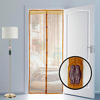 Магнитная противомоскитная сетка для дверей с кружевом 90*210 см (бронзовая с принтом сов)