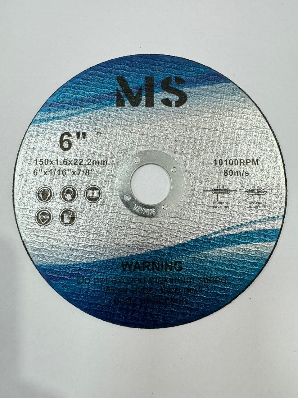 Круги отрезные по металлу MS 6* 150*1,6*22,2мм blue