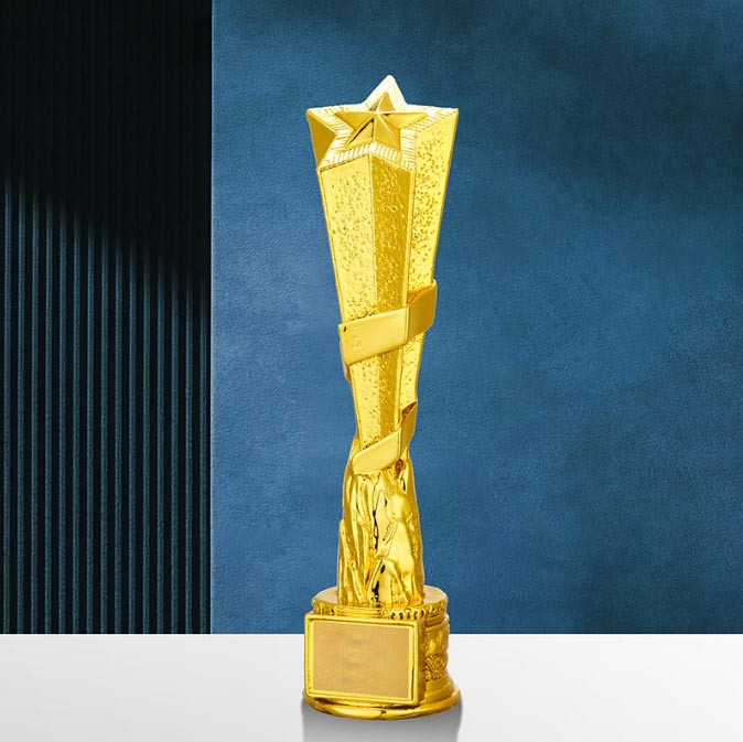 Кубок для награждения звезда с местом для гравировки 25 см золотистый