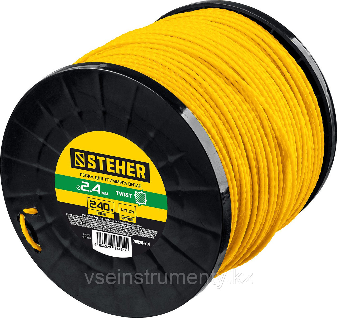 STEHER ВИТОЙ КВАДРАТ, 2.4 мм, 240 м, леска для триммера (75025-2.4), фото 1