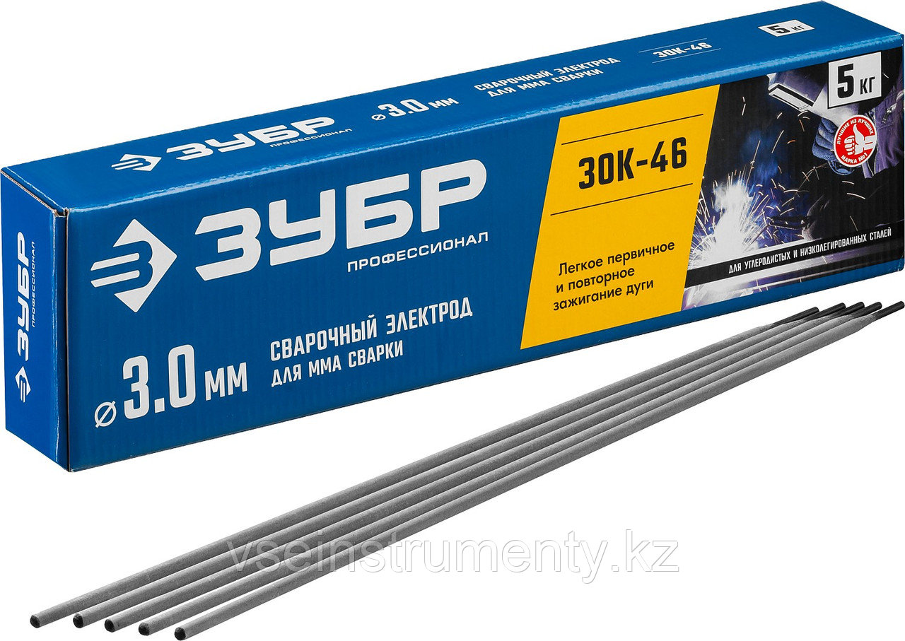 ЗУБР Д 3.0 х 350 мм, 5 кг в коробке, ЗОК-46 рутил-целлюлозный, электрод сварочный, Профессионал (40035-3.0), фото 1