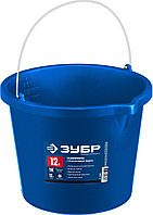 ЗУБР 12 л, первичный высокопрочный пластик, с носиком, усиленное строительное ведро, Профессионал (06091-12)