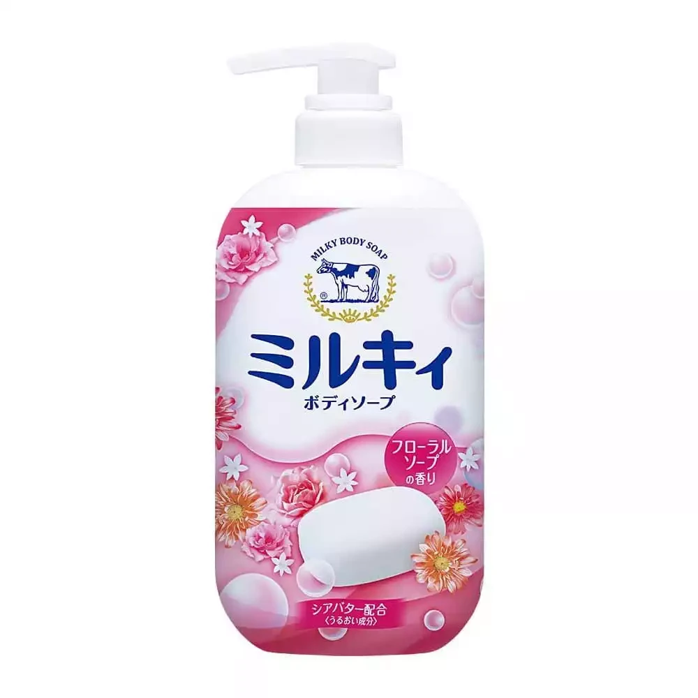 COW Milky Soap Молочное увлажняющее жидкое мыло для тела с цветочным ароматом 550 мл