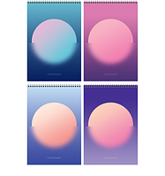 Блокнот А4, 80л, гребень, клетка, BG "Mono circle". твердая подложка,