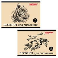 Блокнот для рисования, А4, 40 л., скоба, обложка офсет, горизонтальный, ПИФАГОР, 200х285 мм, "Дикий мир"