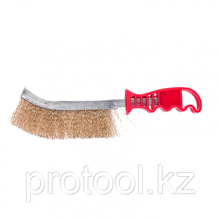 Щетка металлическая латунированная, пластиковая ручка// Matrix, фото 1