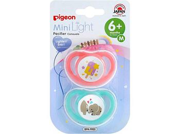 Pigeon Пустышки MiniLight "Эскимо+Слоники" 6+ мес (размер M) 2шт