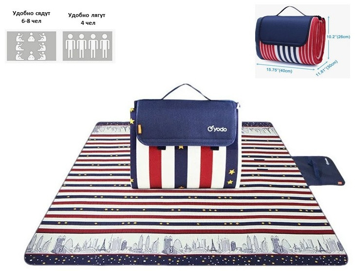 Коврик для пикника 200*200 см водонепронецаемый (британский стиль), фото 1