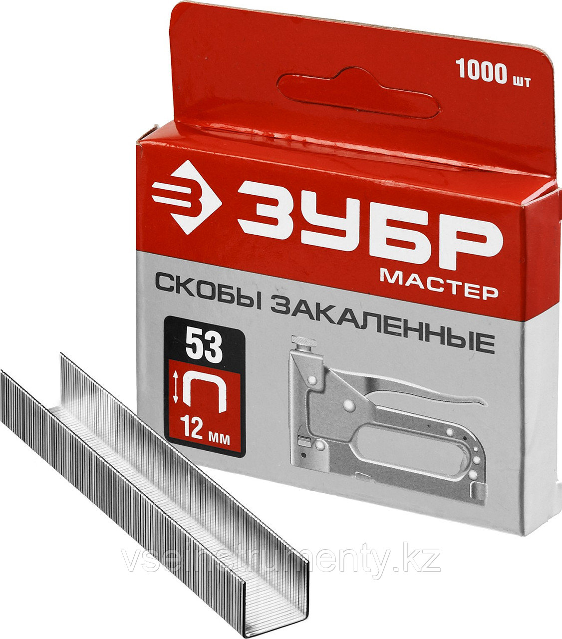 ЗУБР тип 53 (A/10/JT21) 12 мм, 1000 шт, калибр 23GA, скобы для степлера (31625-12), фото 1