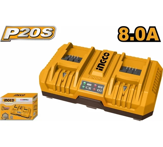 Двойное зарядное устройство INGCO 2x20 B, 4A+4А, INDUSTRIAL FCLI2082