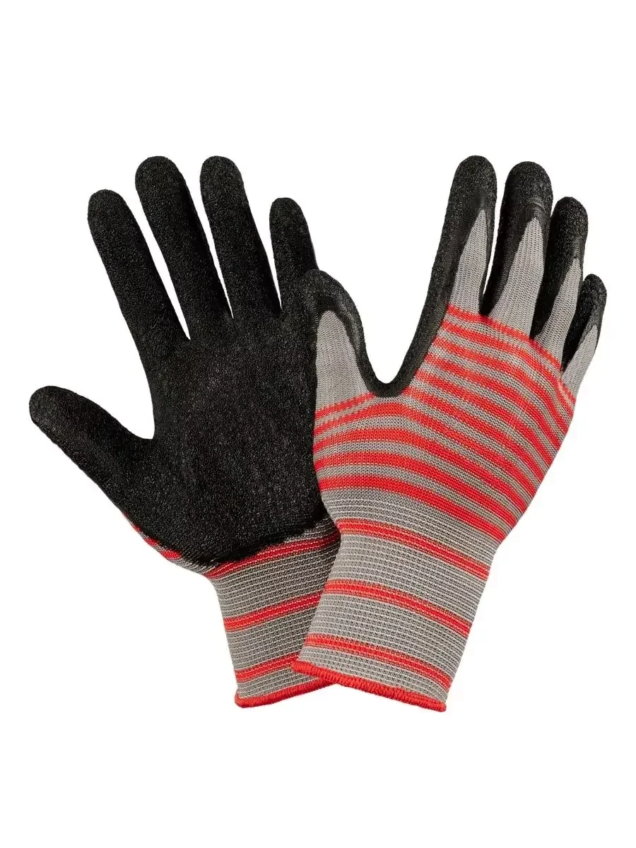 Перчатки нейлоновые с рифленым латексным покрытием, фото 1