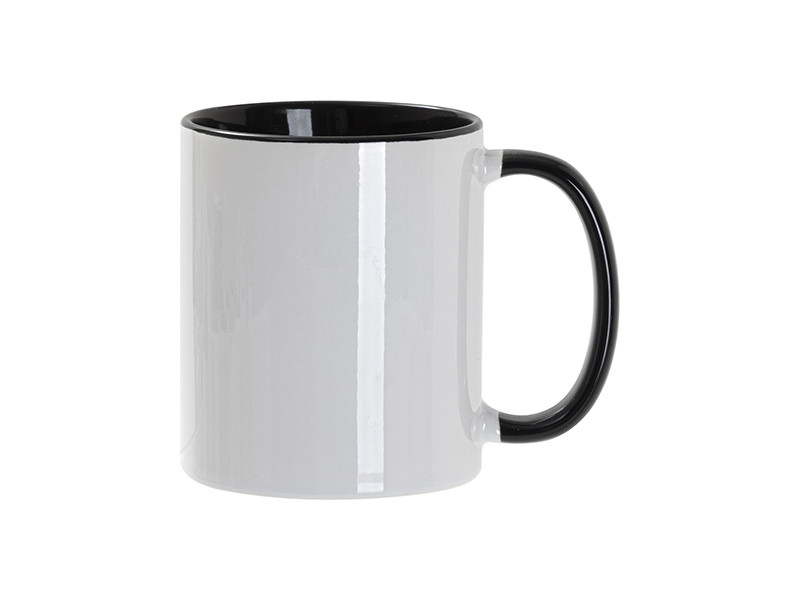Кружка для сублимации, 330 мл, d=82 мм, стандарт А, белая, черная внутри, черная ручка, Черный, -, 23511 35, фото 1