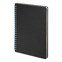 Блокнот на двойной пружине HELIX, 143 х 205 мм, черный с голубым, блок в линейку, Черный, -, 33901 22