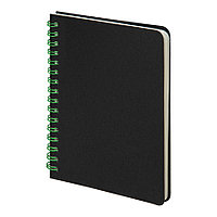 Блокнот на двойной пружине HELIX MINI, 105 х 150  мм, черный с зелёным, блок в клетку, Черный, -, 33902 15