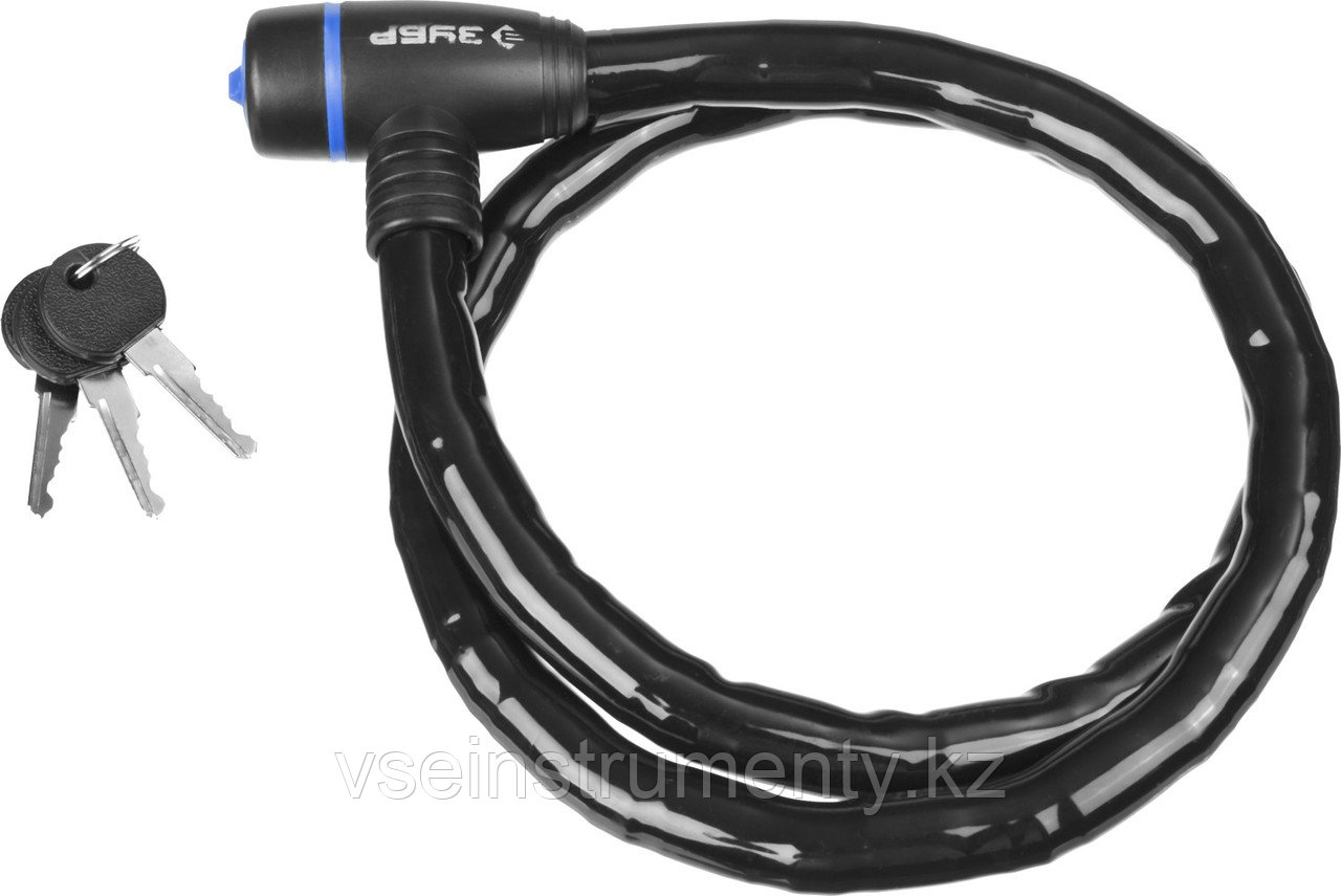 ЗУБР 1000 мм, d 18 мм, 3 ключа, тросовый замок, Профессионал (37260-100), фото 1