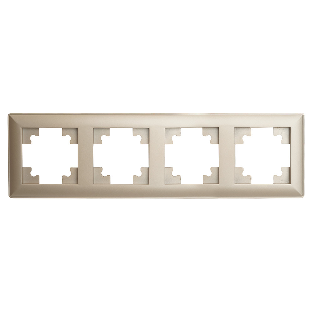 Рамка STEKKER, PFR00-7004-02 4-местная, пластик, серия Катрин, шампань, фото 1