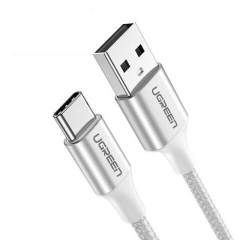 UGREEN 60129 Кабель US288 USB-A 2.0 to USB-C Cable Nickel Plating Aluminum Braid 0.25m (White)