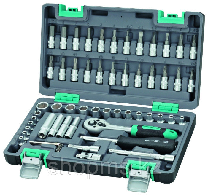 Набор инструментов STELS 1/4", CrV, пласт. кейс 57 предм. 14101