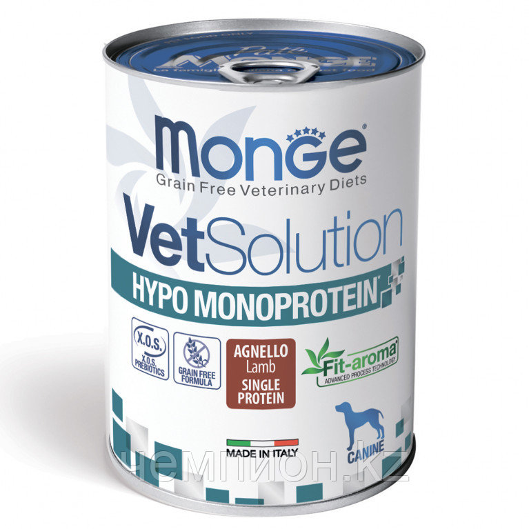 8205 Monge GF Vetsolution Canine Adult Hypo, Монже влажный корм для собак при аллергии, ягненок, б 400гр.