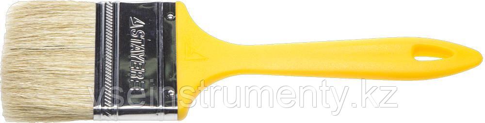 STAYER UNIVERSAL, 75 мм, 3″, светлая натуральная щетина, пластмассовая ручка, все виды ЛКМ, плоская кисть, фото 1