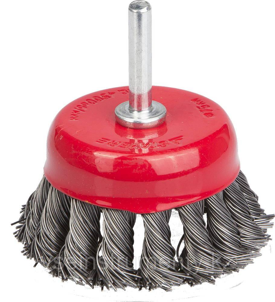 STAYER 75 мм, жгутированная стальная проволока 0.5 мм, щетка кистевая для дрели, Professional (35118-075), фото 1