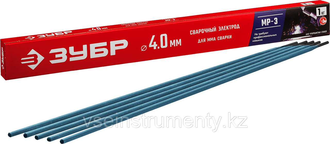 ЗУБР Д 4.0 х 450 мм, 1 кг в коробке, МР-3 рутиловый, электрод сварочный (40011-4.0), фото 1