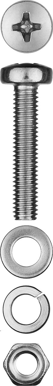 ЗУБР DIN 7985, M5 х 30 мм, цинк, 12 шт, винт с гайкой и шайбами (303476-05-030), фото 1
