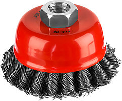 MIRAX 80 мм, жгутированная стальная проволока 0.5 мм, чашечная щетка-крацовка для УШМ (35104-080-2)