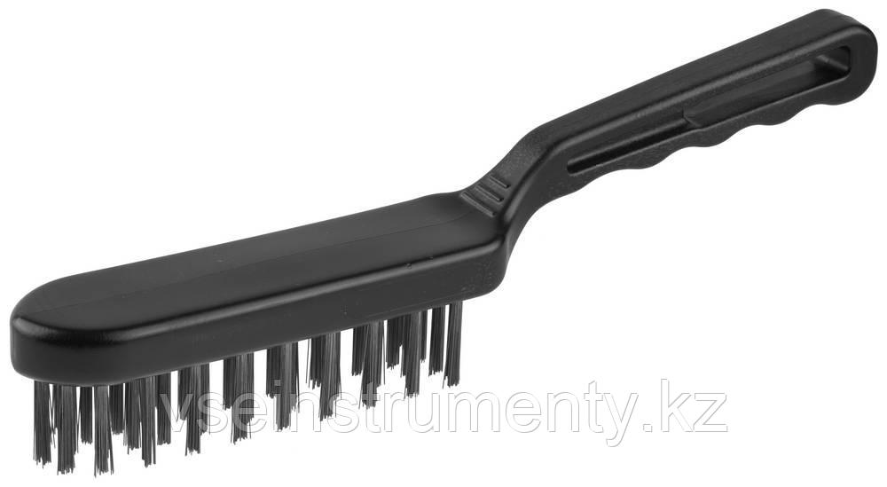 ЗУБР 4 ряда, пластмассовая рукоятка, стальная, щетка проволочная (35011-4), фото 1