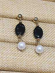 Серьги / жемчуг, агат / EB 54 ( пр. Абая 141 )